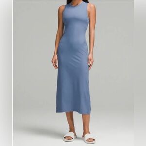 lululemon athletica Dusty Blue Ribbed Sleeveless Midi Dress